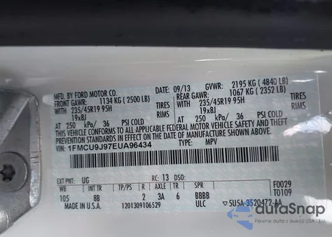 2014 Ford Escape Titanium from USA, damaged, VIN 1FMCU9J97EUA96434